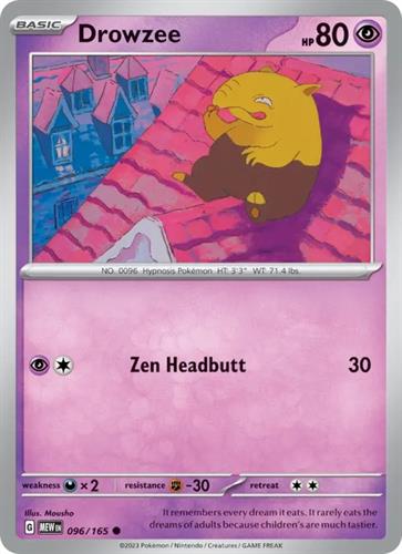 קלף בודד single פוקימון - drowzee - 151 - 096/165