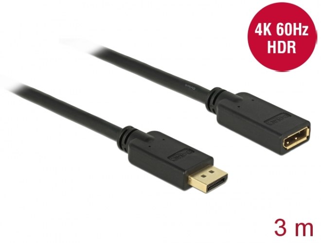 כבל מאריך Delock DisplayPort 1.2 Extension cable 4K 60 Hz 3 m