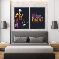 סט תמונות קנבס - פרינט ספורט מעוצב של קובי בראיינט וציטוט משפט השראה שלו  - "Legends Are Forever"