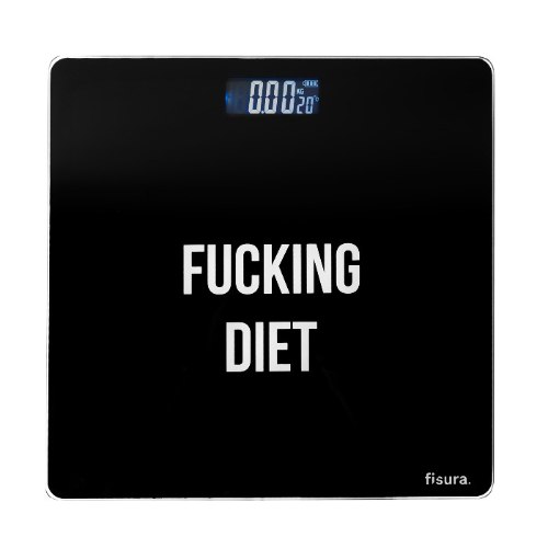 משקל אדם דיגיטלי עם תזכורת Fucking Diet - מארז לא מושלם