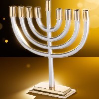 חנוכייה לנרות אלומיניום מהודרת עם קנים זהב