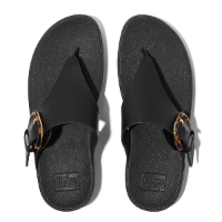 Fit Flop Lulu Resin Buckle Toe Post Sandals פיט פלופ לולו אבזם שחור
