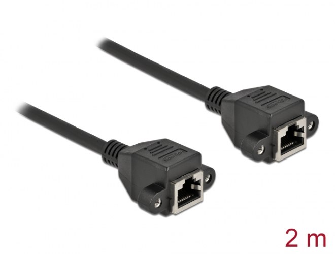 כבל מאריך לפאנל Delock Network Extension Cable S/FTP RJ45 to RJ45 Cat.6A 2 m