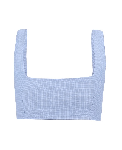 ‏Striped Tie-Back Soft Blue Crop Top