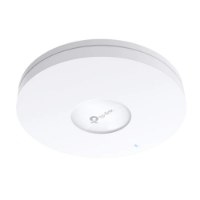 נקודת גישה Omada EAP660 HD AX3600 – פריט בודד לבן ועגול עם לוגו TP-Link ונורית LED כחולה חוטית