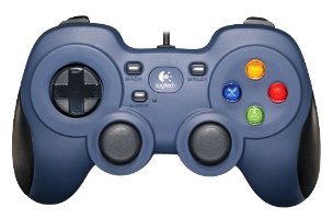 בקר משחק חוטי Logitech F310 Gamepad – בקר כחול עם כפתורי פעולה צבעוניים וסטיקים אנלוגיים