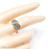טבעת מכסף משובצת אבני זרקון צבע תכלת RG1625 | תכשיטי כסף 925