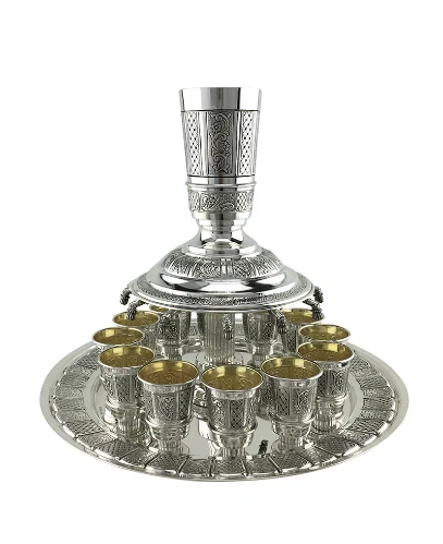 מחלק יין 12 גביעים  דגם מדלן מכסף טהור