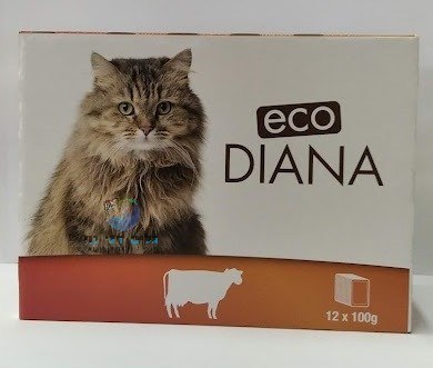 פאוץ' מעדן לחתול 100 גרם בטעם בקר דיאנה (קופסא 12 יח')