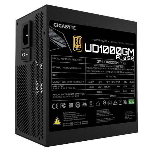 ספק כוח Gigabyte UD1000GM PG5 1000W PCIE 5.0 ready 80 PLUS Gold