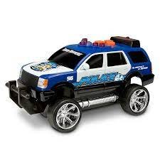 מכונית משטרה  צבע כחול אורות וצלילים גודל 18 ס''מ