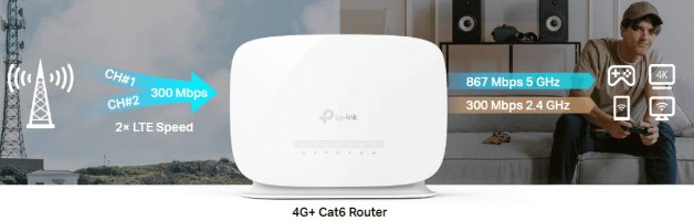 ראוטר אלחוטי TP-Link Archer MR505 4G+ Cat6 AC1200 Dual Band – תרשים חיבורי 4G מהירים ו-Wi-Fi