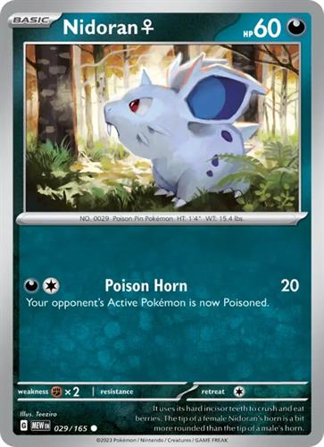 קלף בודד single פוקימון - nidoran - 151 - 029/165
