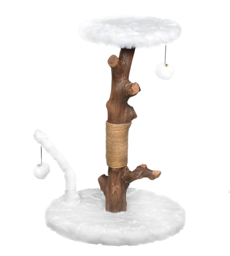 מתקן גרוד מעוצב לחתול עשוי עץ אגסים פרווה סינטטית