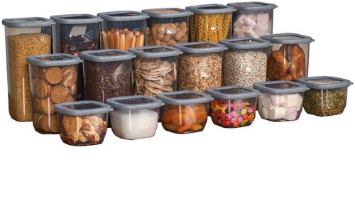 קופסאות אחסון שקופות למטבח | סט 18 קופסאות אחסון | קופסאות אחסון אוכל | קופסאות אחסון למטבח פלסטיק ע