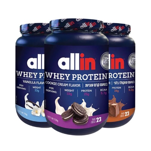 אבקת חלבון אול אין ( 759 גרם) מבצע שלישיות | Allin Whey Protein