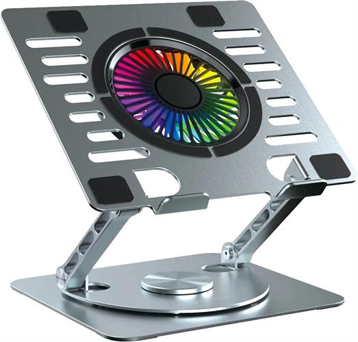 מעמד שולחני ממתכת למחשב נייד עם קירור ותאורת RGB מבית BeeTech