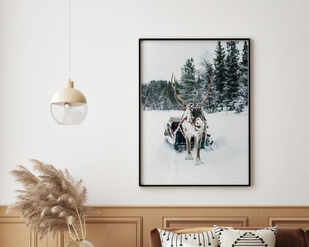 תמונת קנבס הדפס של אייל הצפון גורר מזחלת "caribou" |בודדת או לשילוב בקיר גלריה | תמונות לבית ולמשרד