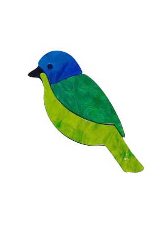 סיכת דש רזין ציפור אביב ירוק