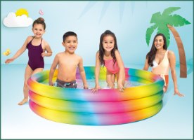 בריכה עגולה מתנפחת לילדים בצבעי הקשת 168X38 סמ 58449 מבית INTEX
