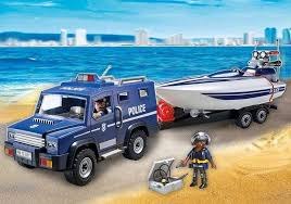מכונית משטרה עם גרר וסירה 5187  Police truck + boat