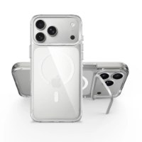 כיסוי כסף עבור Miracase Mirahold iPhone 17 Pro – שני כיסויי טלפון שקופים עם רגלית אלומיניום וטבעת מגנטית חוטית