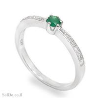 טבעת מכסף משובצת אבן אגת צבע ירוק וזרקונים RG6075 | תכשיטי כסף 925 | טבעות כסף