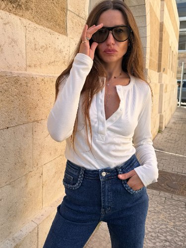 סריג שינה כפתורים שמנת