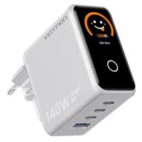 Vention 140W GaN5.0 PD3.1 USB(C+C+C+A) with Smart Display Wall Charger Silver