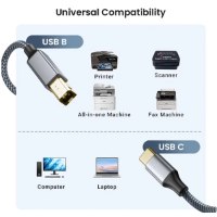 כבל מדפסת ואודיו באורך NIERBO USB B to Type-C Printer Cable and for Digital DJ Controller 1.5M/2M/3M