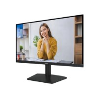 מסך 23.8 אינץ' Aoc 24B15H3 FHD 120Hz IPS – מסך שחור אחד מציג אישה מחייכת על רקע משרדי