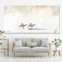 תמונה של מדבר עם גמלים - בוהו מעל ספה