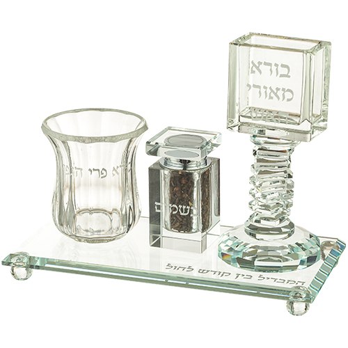 סט הבדלה מהודר מקריסטל שקוף