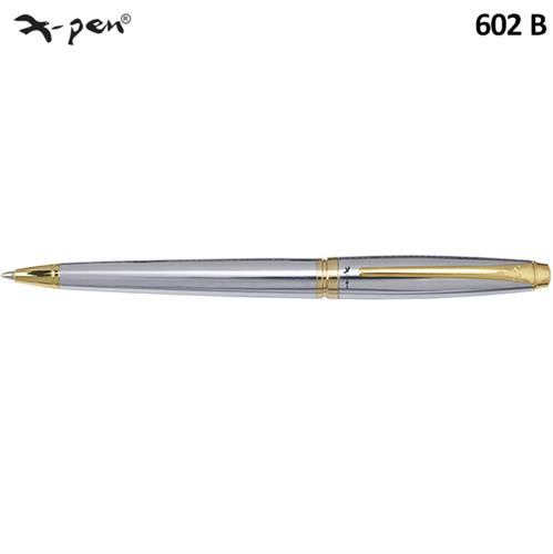 עט רגטה כדורי בגימור כרום כסף מבריק + זהב  X-Pen Regatta  דגם XP-602b