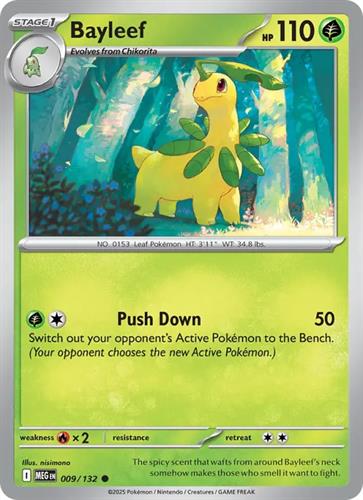 קלף בודד single פוקימון - bayleef - Mega Evolution - 009/132