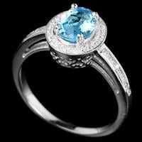טבעת כסף משובצת טופז כחול וזרקונים RG4115 | תכשיטי כסף 925 | טבעות כסף