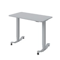 שולחן מתכוונן Keisar Grey – בצבע אפור עם פלטה מלבנית ורגליים מתכווננות המסתיימות בגלגלים
