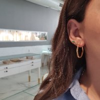 עגילי חישוק זהב 14 קראט 3 ס"מ מעוצבים