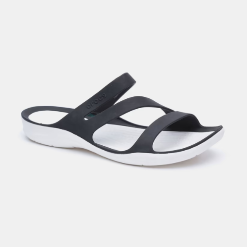 Crocs Swiftwater Sandal - כפכפים לנשים קרוקס רצועות בצבע שחור/לבן | קרוקס נשים