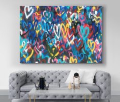 תמונת קנבס הדפס ציור של בנקסי האמן הפופולארי ביותר בעולם "Love Heart"  | פריסה לאורך\רוחב\ריבוע
