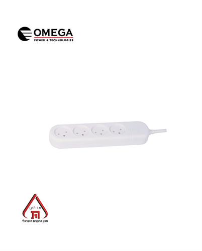 רב שקע 4 שקעים וכבל באורך עד 1 מטר דגם OMEGA OM-Q-04-1M