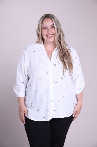 חולצת קניה פרחוני לבן