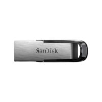 זיכרון נייד SanDisk Ultra Flair USB 3.0 256GB – כונן פלאש כסוף עם לוגו SanDisk ועיטור שחור על רקע לבן