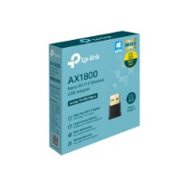 מתאם רשת Tp-Link Archer TX20U Nano AX1800 USB Adapter – קופסת המוצר התכולה מציגה את מתאם ה-USB השחור ואת תכונותיו