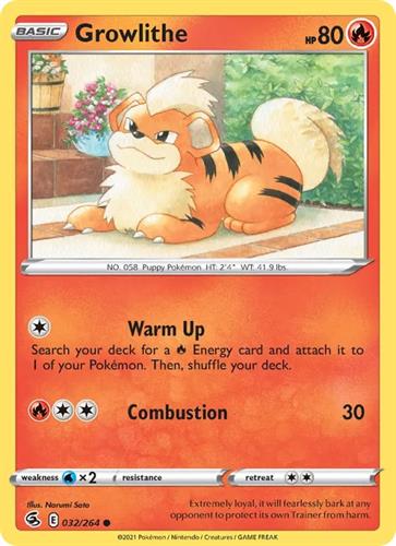 קלף בודד single פוקימון - growlithe - Fusion Strike - 032/264
