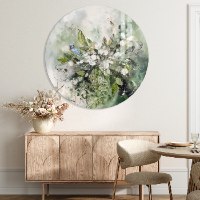 תמונת זכוכית פרחים ירוקים בסלון מודרני