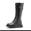 שחור - מגפי עור גבוהים לילדות HighBoots