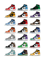 "Jordan 1 Sneakers " הדפס על בד קנבס של נעלי נייקי - איור דיגיטאלי אופנתי בסגנון פופ ארט Hypebeast