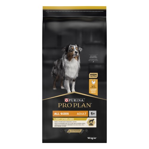 אוכל לכלבים פרו פלאן לייט מדיום עוף 14 קג - PRO PLAN LIGHT MEDIUM BREED CHICKEN 14 KG