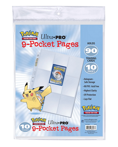 Pokemon 9-Pocket Pages 10pc דפי אלבום איכותיים לאחסון הקלפים 10 יחידות